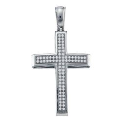 10KT White Gold 0.25CTW DIAMOND CROSS PENDANT