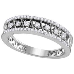 10kt White Gold Womens Round Natural Diamond Milgrain F