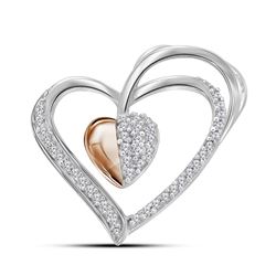 Sterling Silver Womens Round Diamond Rose-tone Heart Pe
