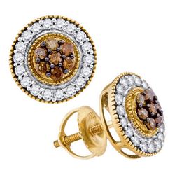 10K Yellow-gold 0.62CTW-DIA COGNAC DIAMOND FASHION EARR