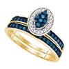 Image 1 : 10K Yellow-gold 0.50CTWBLUE DIAMOND FASHION RING