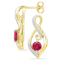 10kt Yellow Gold Womens Round Lab-Created Ruby Solitair