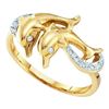 Image 1 : 10KT Yellow Gold 0.05CTW DIAMOND LADIES DOLPHIN RING