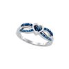 Image 1 : Sterling Silver Womens Round Blue Colored Diamond Doubl