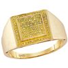 Image 1 : 10kt Yellow Gold Mens Round Yellow Colored Diamond Squa