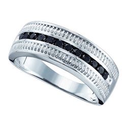 925 Sterling Silver White 0.51CTW BLACK DIAMOND FASHION
