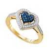 Image 1 : 10KT Yellow Gold 0.25CTW BLUE DIAMOND HEART RING