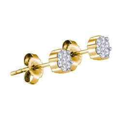 925 Sterling Silver Yellow 0.15CT DIAMOND FLOWER EARRIN