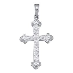 14KT White Gold 0.15CTW DIAMOND CROSS PENDANT