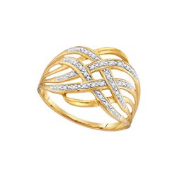 10kt Yellow Gold Womens Round Natural Diamond Woven Coc