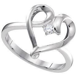 10KT White Gold 0.05CTW DIAMOND HEART RING