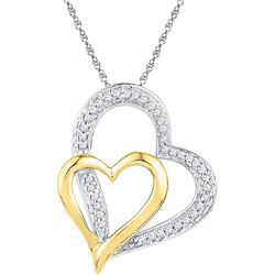 10kt White Gold Womens Round Diamond Two-tone Double He