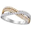 Image 1 : 10kt Two-tone Gold Womens Round Diamond Crossover Band