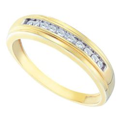 10K Yellow-gold 0.12CT DIAMOND CLUSTER MENS BAND