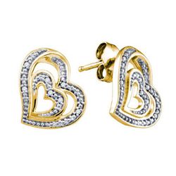 925 Sterling Silver Yellow 0.04CT DIAMOND HEART EARRING