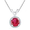 Image 1 : Sterling Silver Womens Round Lab-Created Ruby Solitaire