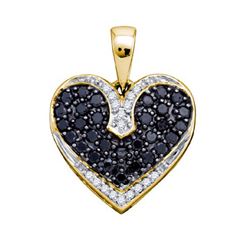 10K Yellow-gold 0.51CT BLACK DIAMOND HEART PENDANT