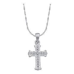 10KT White Gold 0.08CTW DIAMOND CROSS CHARM