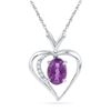 Image 1 : 10kt White Gold Womens Oval Lab-Created Amethyst Heart