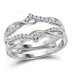 10kt White Gold Womens Round Diamond Wrap Ring Guard En