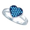 Image 1 : 10KT White Gold 0.30CTW BLUE DIAMOND HEART RING