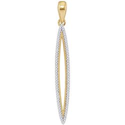 10kt Yellow Gold Womens Round Diamond Narrow Oval Outli