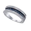 Image 1 : 925 Sterling Silver White 0.23CTW BLUE DIAMOND FASHION