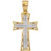 Image 1 : 10kt Yellow Gold Mens Round Diamond Flared Cross Charm