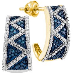 Womens 10K Yellow Gold Enhanced Colored Blue Diamond Ha