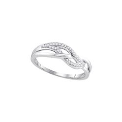 10kt White Gold Womens Round Diamond Woven Strand Band