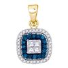 Image 1 : 10K Yellow-gold 0.35CTW BLUE DIAMOND MICRO-PAVE PENDANT