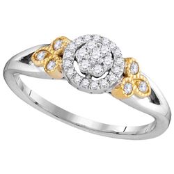 10kt Two-tone White Gold Womens Round Natural Diamond C