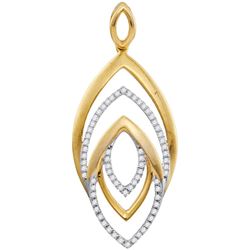10kt Yellow Gold Womens Round Diamond Geometric Oval Pe