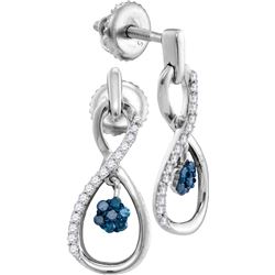 Sterling Silver Womens Round Blue Colored Diamond Infin