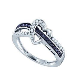 10K White-gold 0.25CTW BLACK DIAMOND LADIES HEART RING