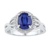 Image 1 : Sterling Silver Womens Oval Lab-Created Blue Sapphire S