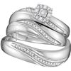 Image 1 : Sterling Silver Round Diamond His & Hers Matching Weddi