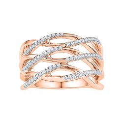 10kt Rose Gold Womens Round Diamond Openwork Crossover