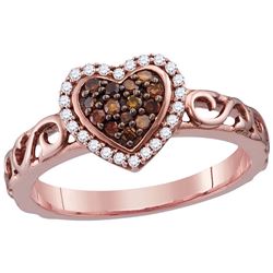 10kt Rose Gold Womens Round Cognac-brown Colored Diamon