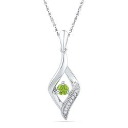 Sterling Silver Womens Lab-Created Peridot & Natural Di