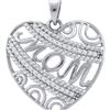 Image 1 : 10KT White Gold 0.10CTW DIAMOND HEART MOM PENDANT