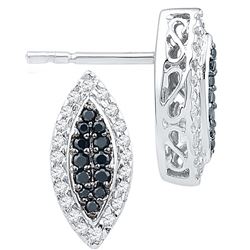 10kt White Gold Womens Round Black Colored Diamond Oval