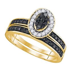 10K Yellow-gold 0.50CTW BLACK DIAMOND BRIDAL SET