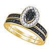 Image 1 : 10K Yellow-gold 0.50CTW BLACK DIAMOND BRIDAL SET