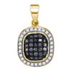 Image 1 : 14K Yellow-gold 0.25CTW BLACK DIAMOND MICRO-PAVE PENDAN