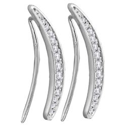 Sterling Silver Womens Round Pave-set Diamond Climber E