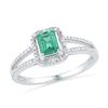 Image 1 : 10kt White Gold Womens Lab-Created Emerald Solitaire Di