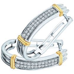 10KT White Gold Two Tone 0.15CTW DIAMOND FASHION HOOPS