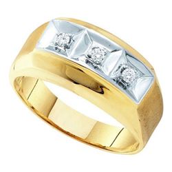 10K Yellow-gold 0.09CTW DIAMOND 3 STONE MENS RING