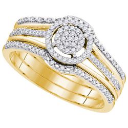 10K Yellow-gold 0.25CTW-Diamond MICRO-PAVE BRIDAL SET